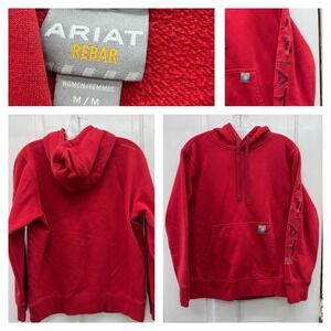 Ariat Rebar red pullover hooded sweatshirt hoodie women's medium pit to pit 22
